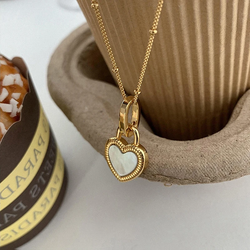 Vintage Double Sided Heart Pendant Necklace For Women Girl Clavicle Chain Choker New Fashion Trendy Jewelry Gift Party