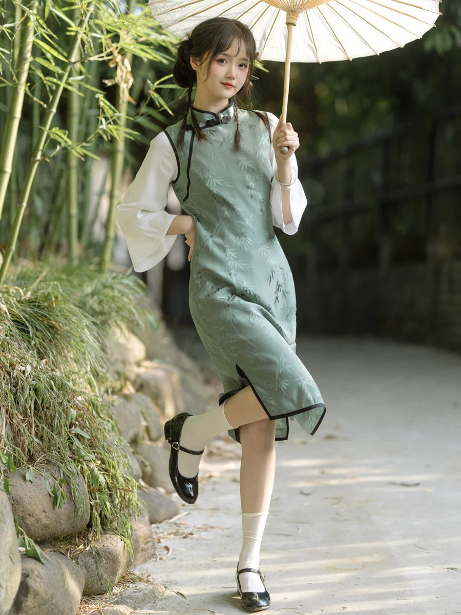 Chuan Dai Time Bamboo Le een Set New Chinese Sle Svel Dr for Young Women Faionable Summer Outfit