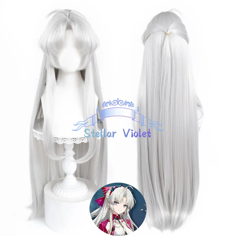 

Game Wuthering Waves Carlotta Montelli Cosplay Wig Silver White 100cm Heat Resistant Synthetic Hair Anime Party Wigs + Wig Cap