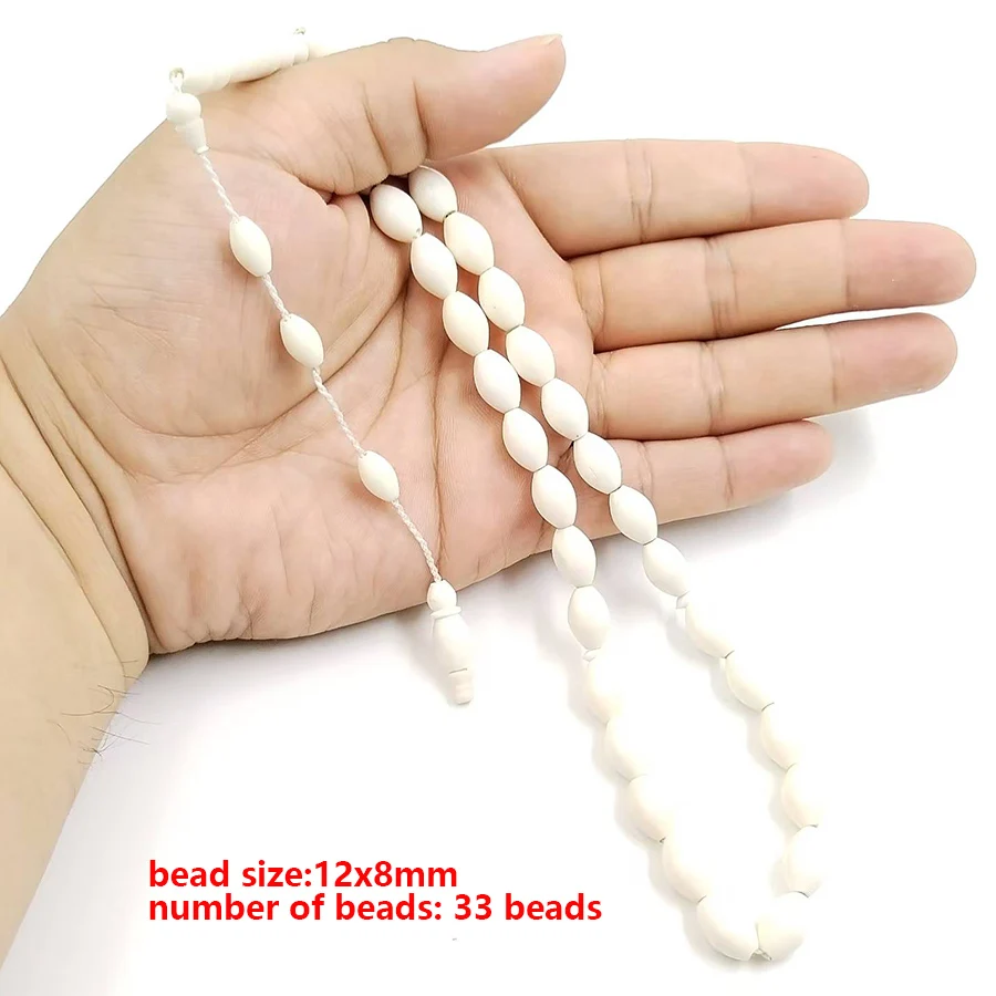 Natural camelo osso tasbih 33 contas de oração branco puro muçulmano misbaha árabe moda coleção islâmica nível pulseira