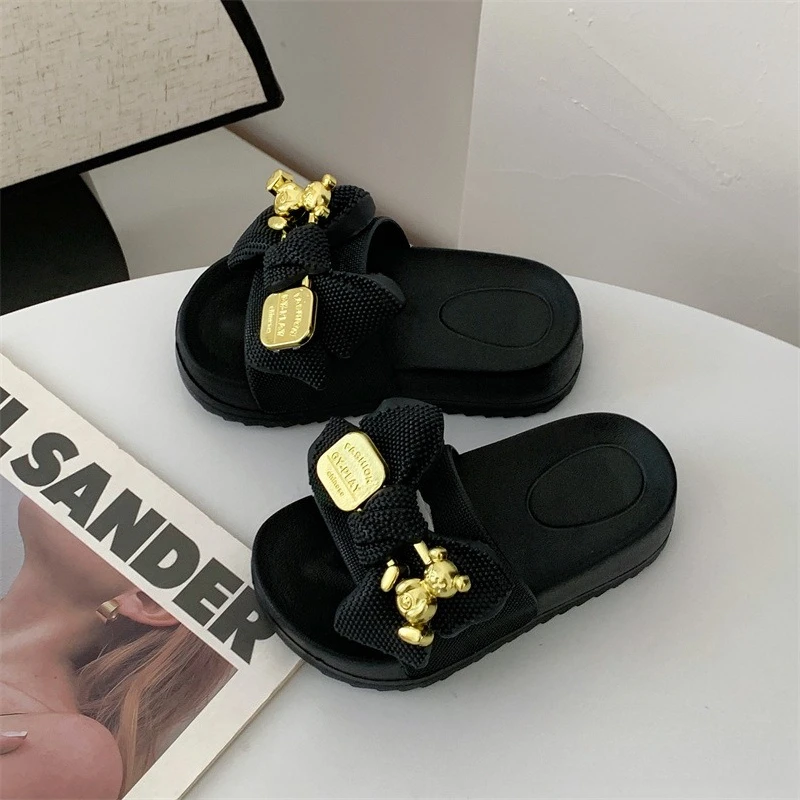 

Детские летние тапочки 2026: Новая корейская версия, мягкие тапочки для малышей, повседневные тапочки для девочек, удобные тапочки-принцессы с бантом