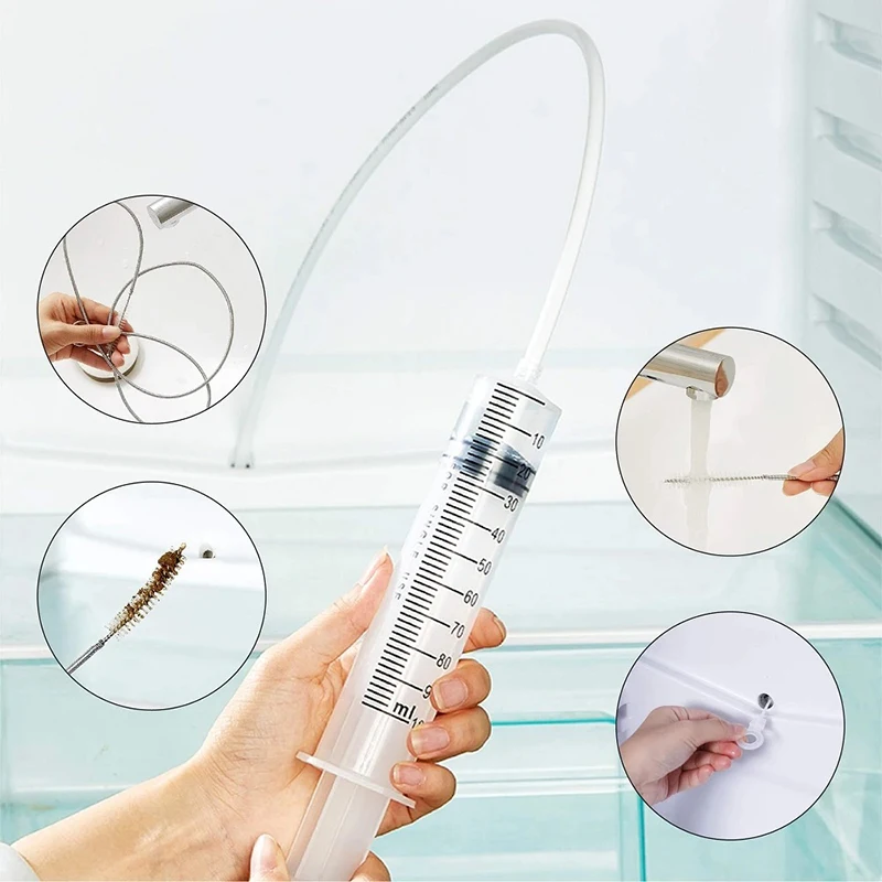 5Pcs/Set Refrigerator Drain Hole Clog Remover Dredge Cleaning Tools Fridge Hole Brush Water Outlet Cleaner for Household Clean image 2