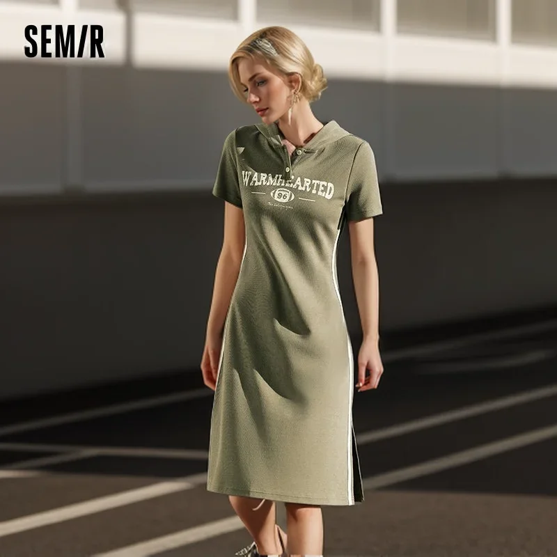 Semir Jumpsuit For Women Letter Print And Color-Blocked Sports Style New In 2024 Summer Slim Fit Hooded Mid-Length Dress