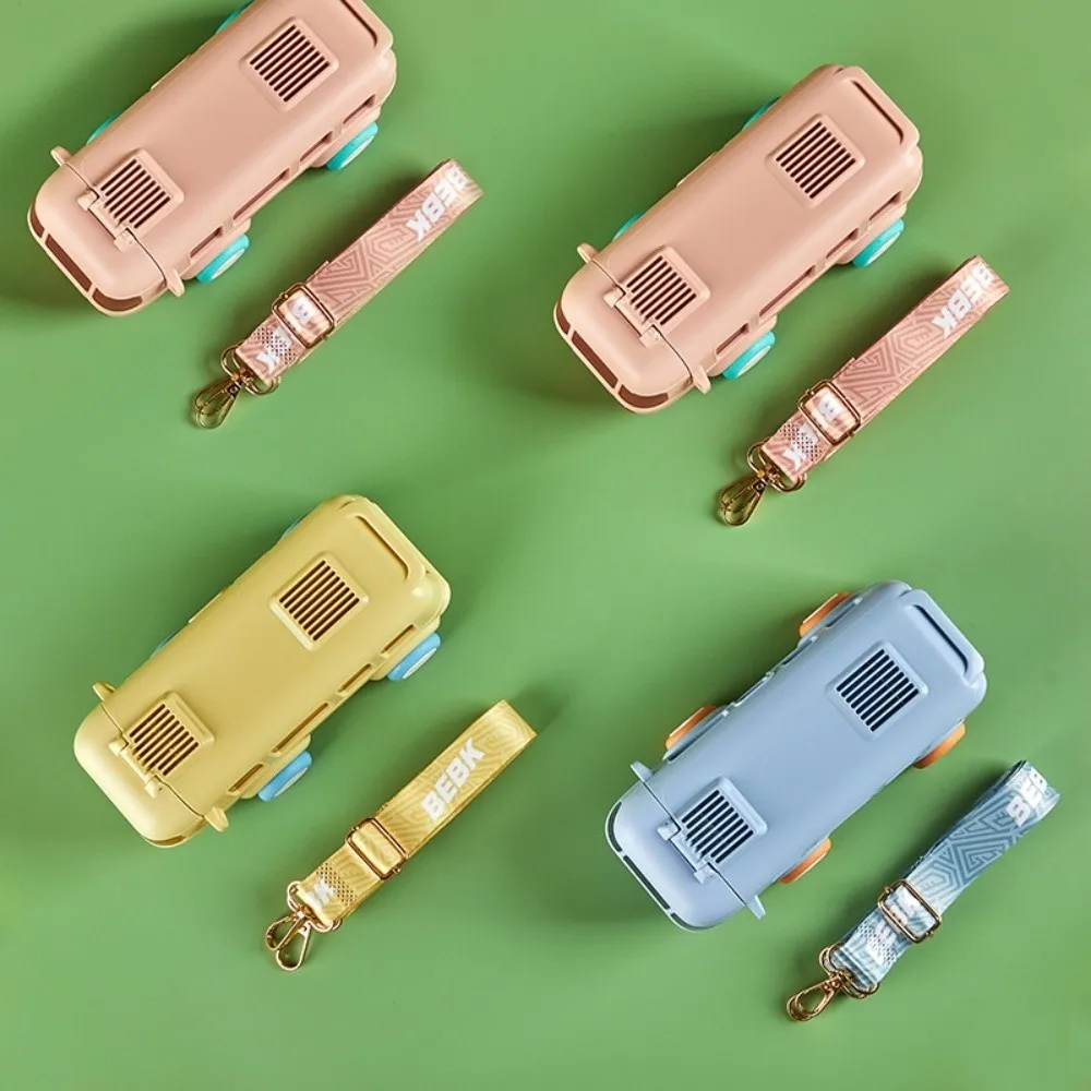 

500ml Baby Bus Water Bottle with Shoulder Strap Leak-Proof Car Shape Straw Water Cup Cute Plastic 's Water Bottle Gift