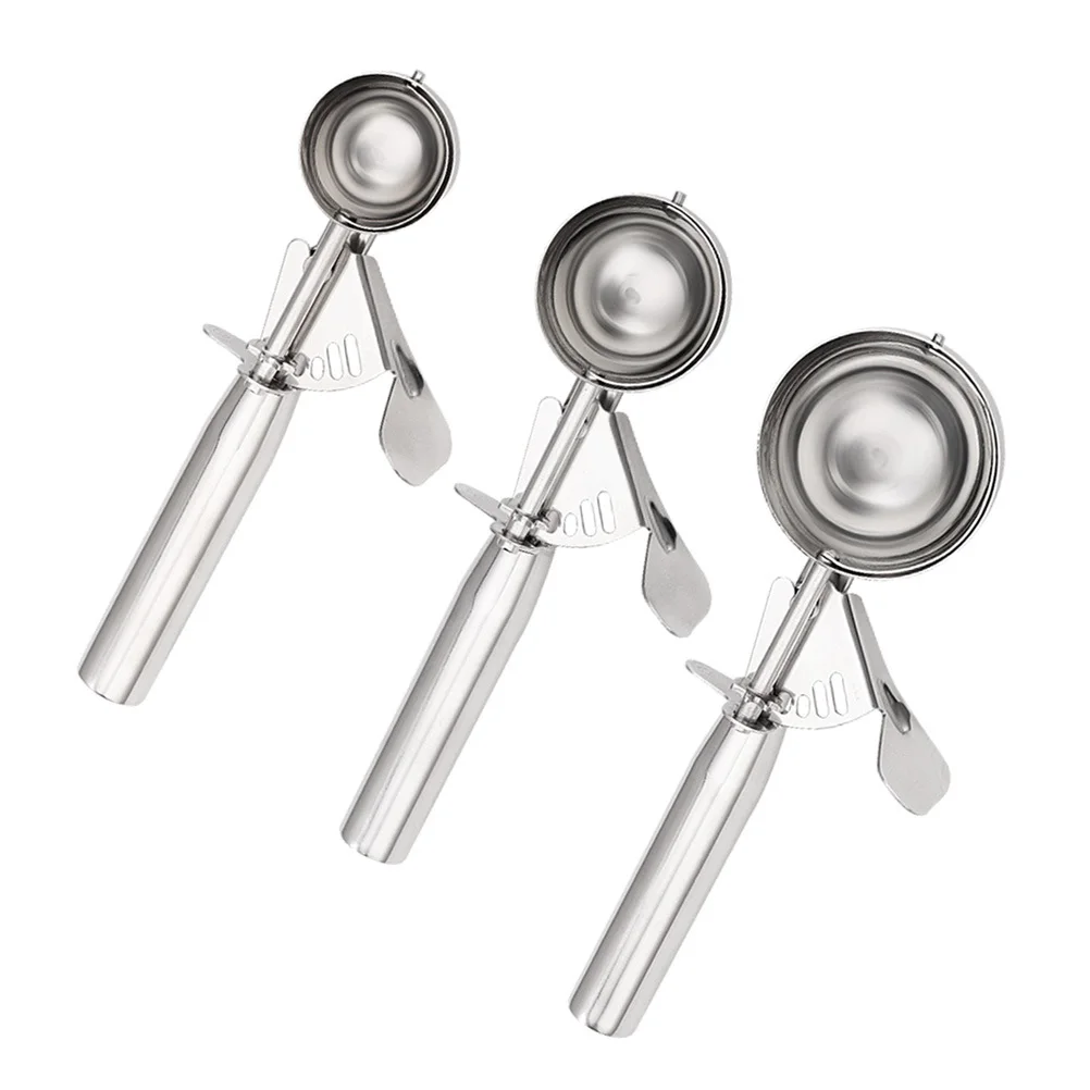 

3 шт., ложка для мороженого, эргономичная ручка из нержавеющей стали, легкий совок, балетка для дыни, фрикадельки, печенья, кексы, шарики, можно мыть в посудомоечной машине