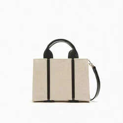 Za Summer New Mini Canvas Tote Bags for Women Simple White Ladies Crossbody Briefcase Casual Retro Designer Women Handbags