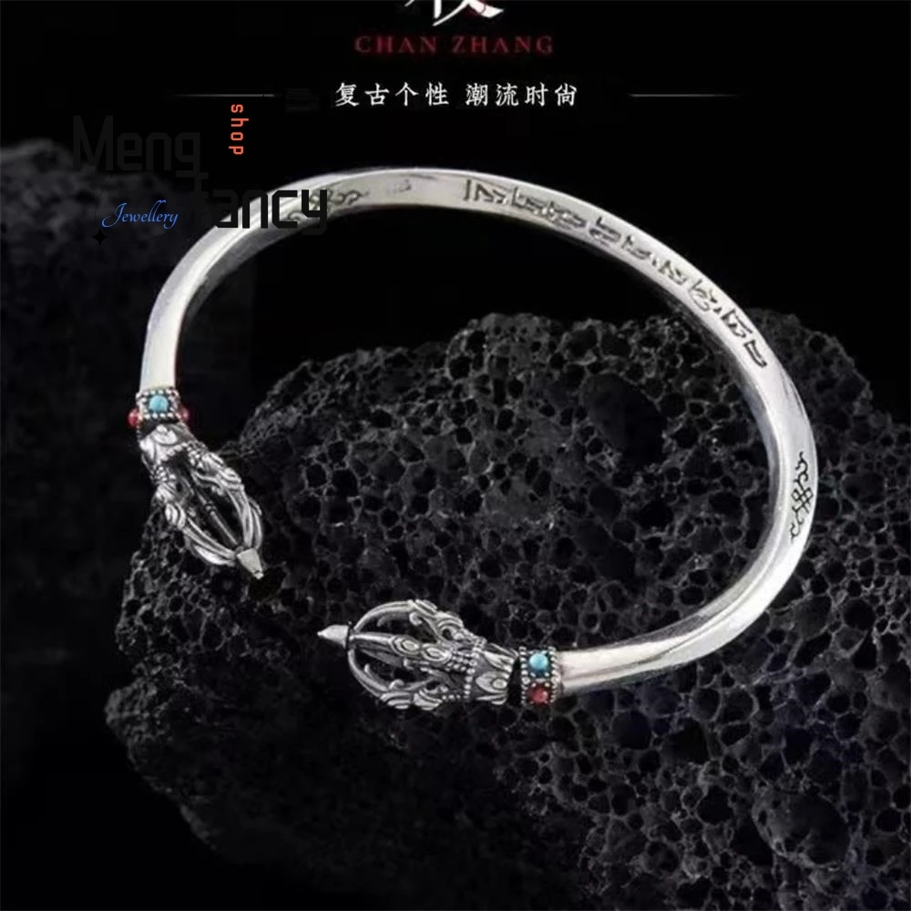 

Six Character Chant Zen Staff Bangle Men Retro Adjustable Simple Elegant High-grade Exquisite Handicraft Luxury Quality Jewelry