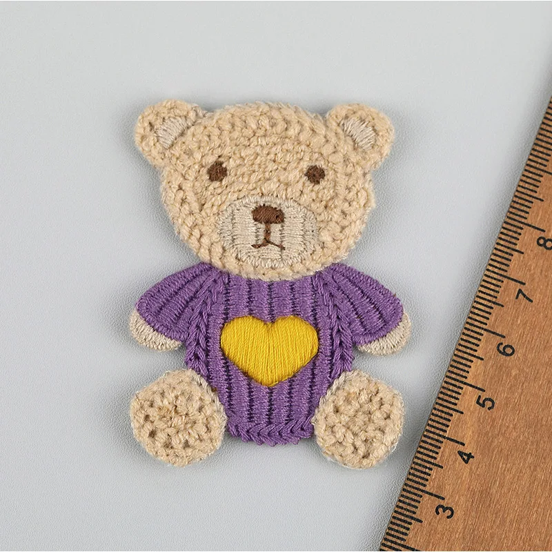 10 Stück 4,8*6,5cm Cartoon-Stickerei-Bären-Applikationen für DIY-Kopfbedeckungen, Haarspangen, Bastelarbeiten, Dekoration, Kleidung, Aufnäher, Accessoires – Detail 6