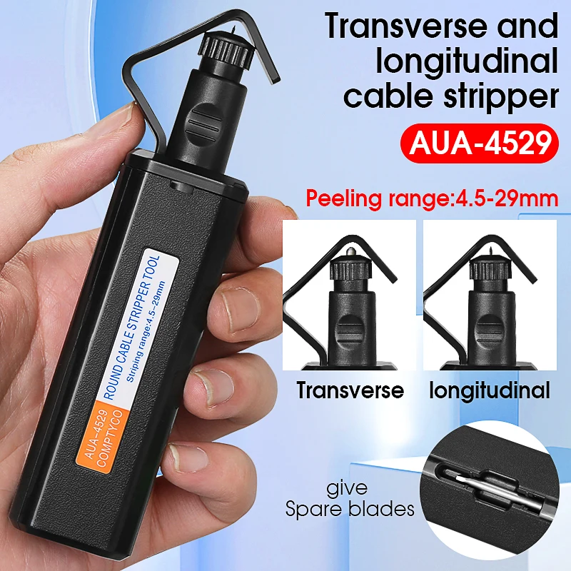 4.5-29mm/19-40mm Round Cable Stripper Fiber Optic Tool Optical Fiber Cable Jacket Slitter Longitudinal transverse Dual Use