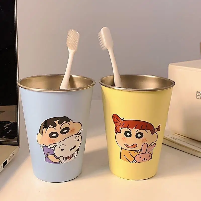 Crayon Shin Chan Cute Couple Mouth Cup 304 Stainless Steel Cartoon Toothbrush Cup Creative Household Wash Cup High Appearance