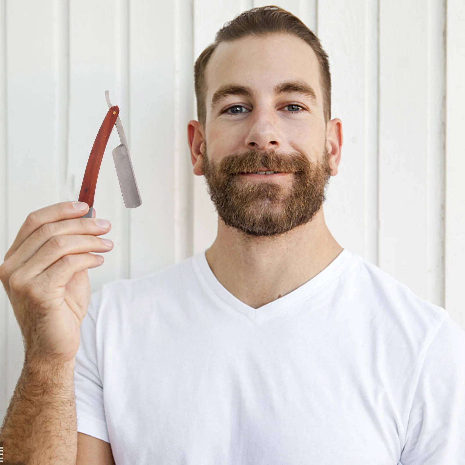 

Manual Shaving Razor Stainless Steel Straight Barber Razor Mustache Shaping Tool Portable Foldable Lightweight Travel Home Use