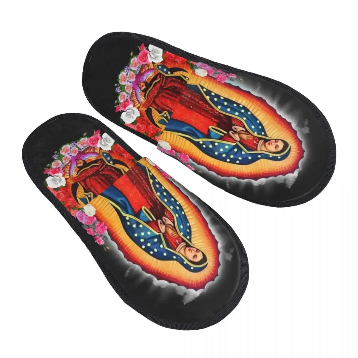 Virgin Mary Of Guadalupe Comfy Scuff Memory Foam Slippers Women Mexico Catholic Saint Bedroom House Shoes