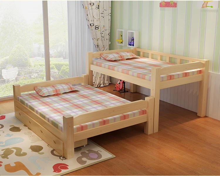 White Blue Pink Brown Children Solid Wood Bunk bed