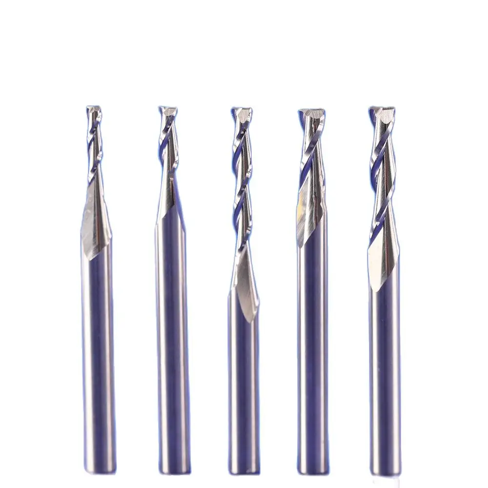 WeiTol 5 pcs 3.175mm shank 2mm cutting diameter end mill 2 flutes router bits wood spiral bits carbide cnc cutting tools