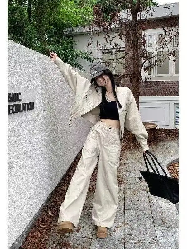 

American Sle Retro Stand Collar Workwear Jaet Women's Autumn Winter New Loose Versatile ort Casual Jaet Top