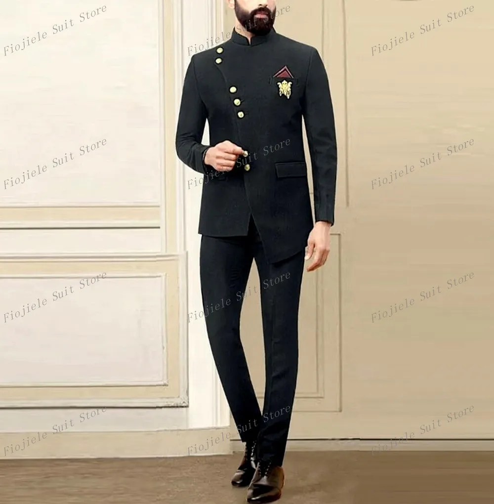 

New Black Men Suit Groom Groomsman Wedding Party Casual Prom Formal Occasion Male Business Tuxedos 2 Piece Set Blazer Pants