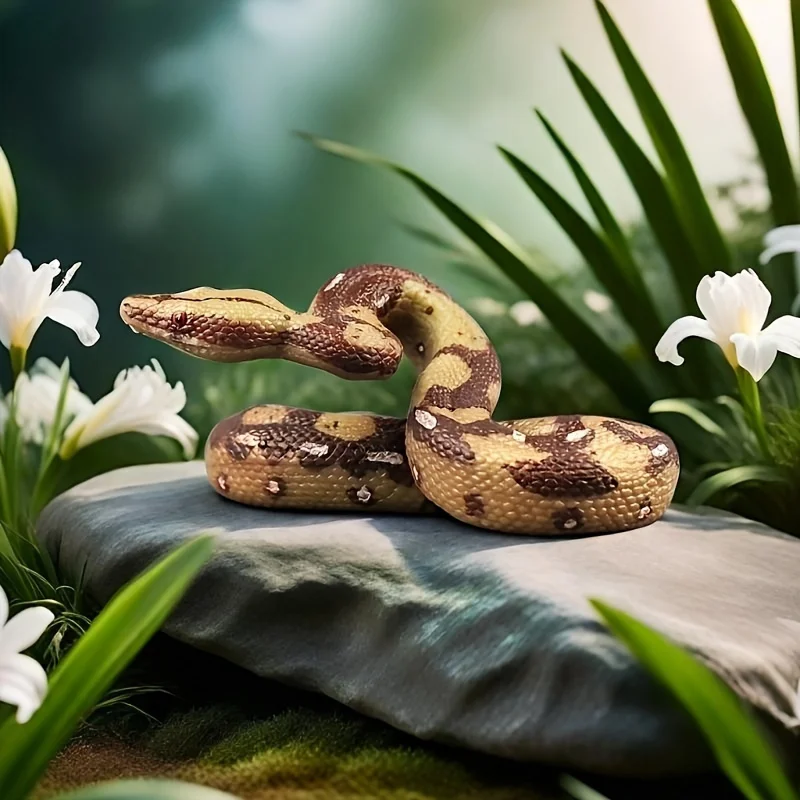 قطعة واحدة من طبق الأصل البني النابض بالحياة، نمط تجريدي، موضوع حيوان، نموذج ثعبان قابل للجمع لديكور المنزل، مناسبة الهالوين