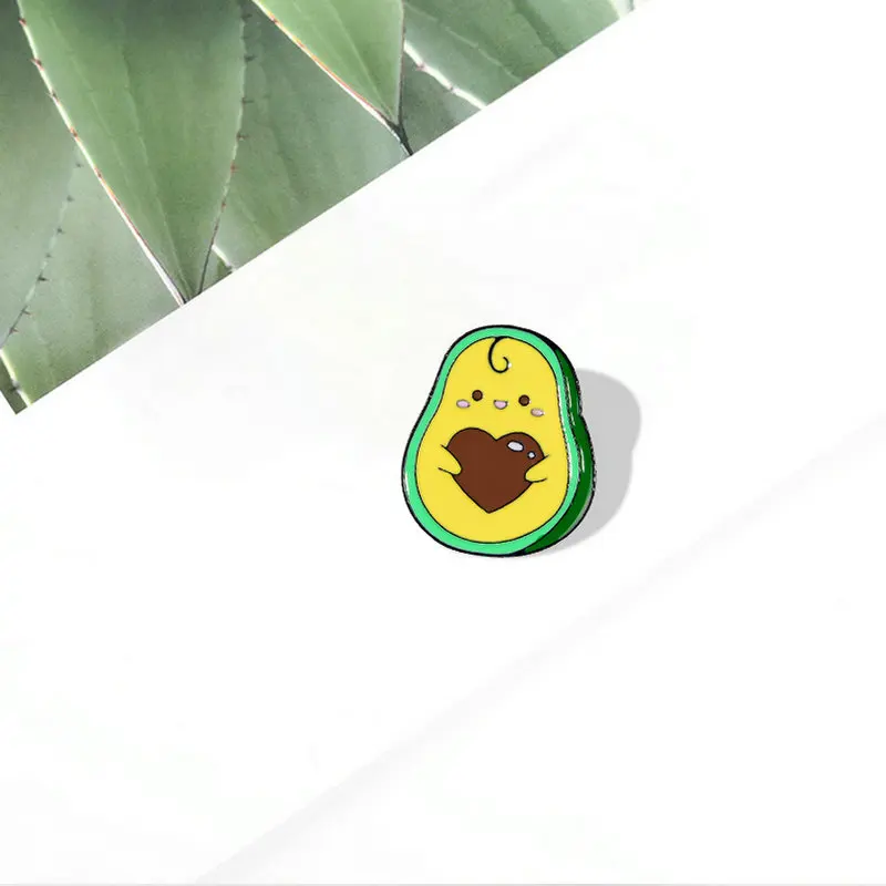 Green Spring Enamel Pin Custom Cartoon Avocado Pea Pineapple Dinosaur Bus Brooches Bag Lapel Pin Fun Badge  Jewelry Gift Kids