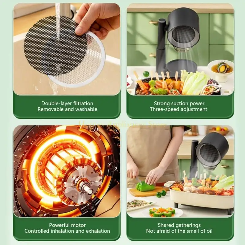 D0AB Ventilatore scarico da tavolo 110 V Cappa da cucina piccola da tavolo regolabile in altezza Resistente