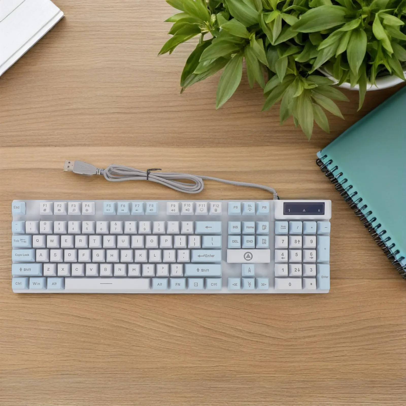 

Механическая клавиатура с 104 клавишами, проводная игровая клавиатура с RGB-подсветкой для ПК, ноутбука, USB, высокоточные переключатели, дизайн в стиле ретро-печатной машинки