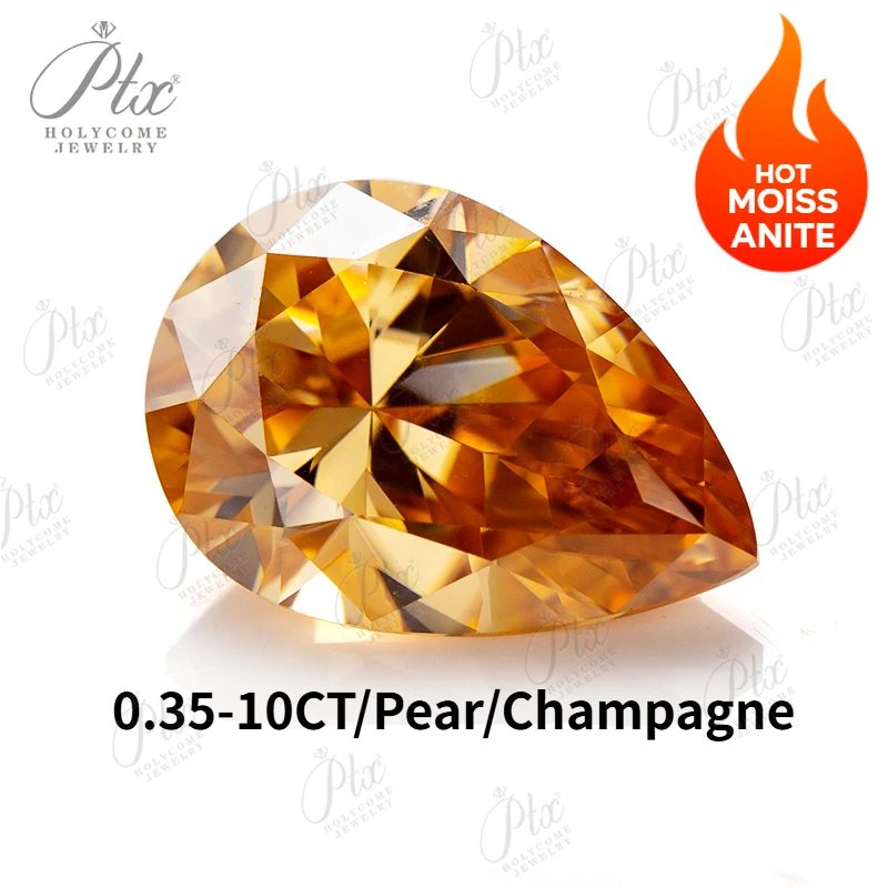 

0.35-10CT Moissanite Champagne Pear Shape VVS1 with GRA Certificate Wholesale Prices Advanced Jewelry Making Materials beads Top