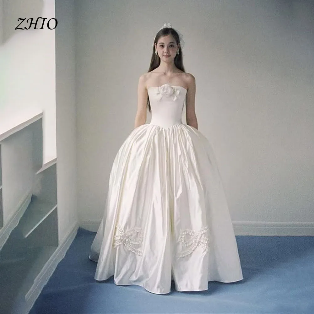 ZHIO Romantische Strik Strapless Bruiloft Jurk Gezwollen Rok Korea Fotoshoot Bruidsreceptie Jurk Aangepaste ienia CSSnica soi