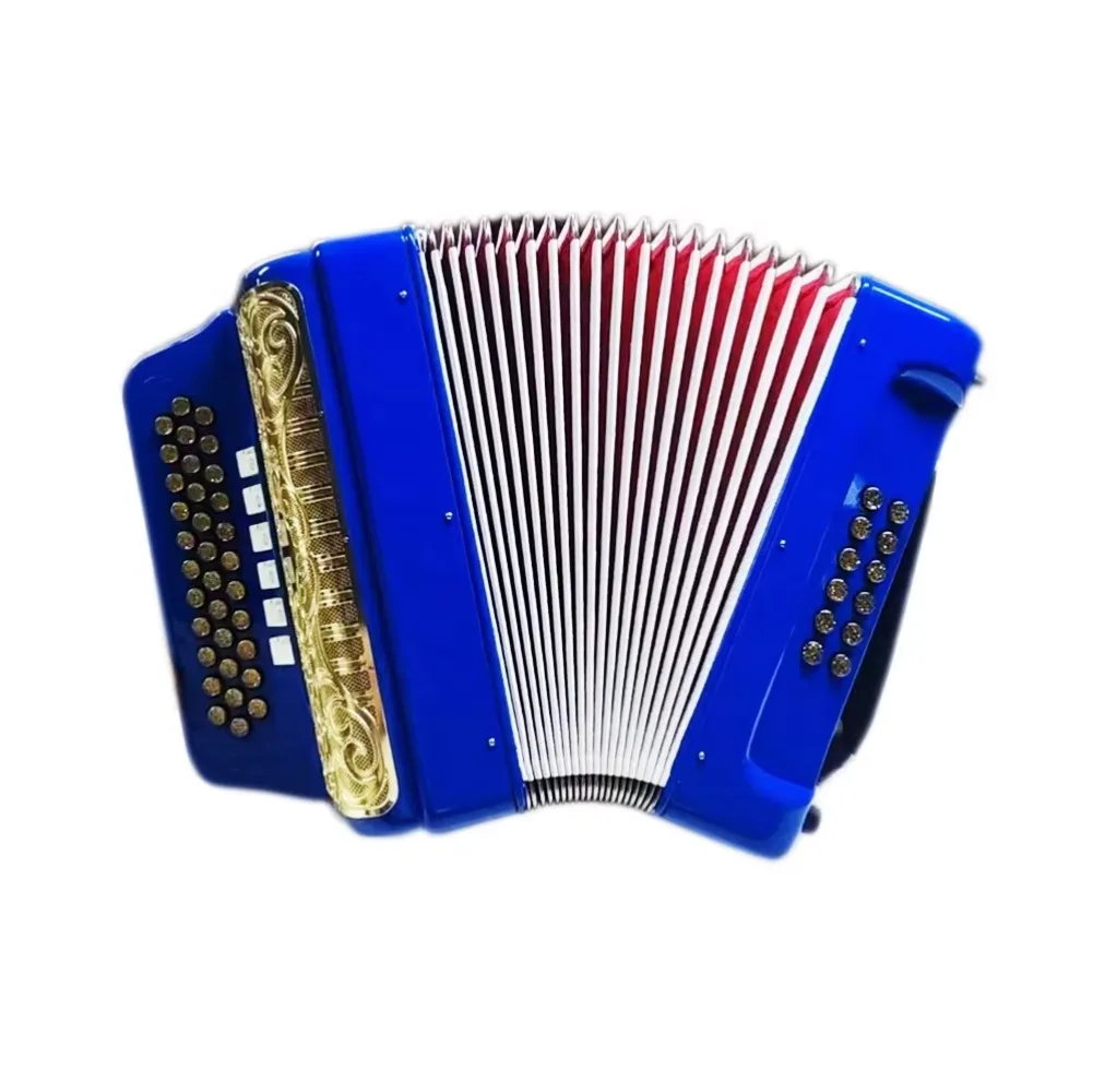 الأكورديون Diatonic الاحترافي JB3412E 34-زر 12-Bass 6-Register آلة موسيقية جسم أزرق فاتح شواية ذهبية