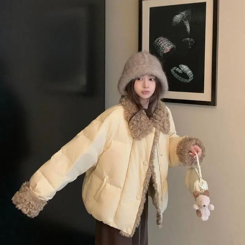 Gewatteerde damesjas Outdoor Dagelijks gebruik Koreaanse retro bontkraag Gesplitst katoenen jas voor dames Winter Nieuwe stijl Los dik
