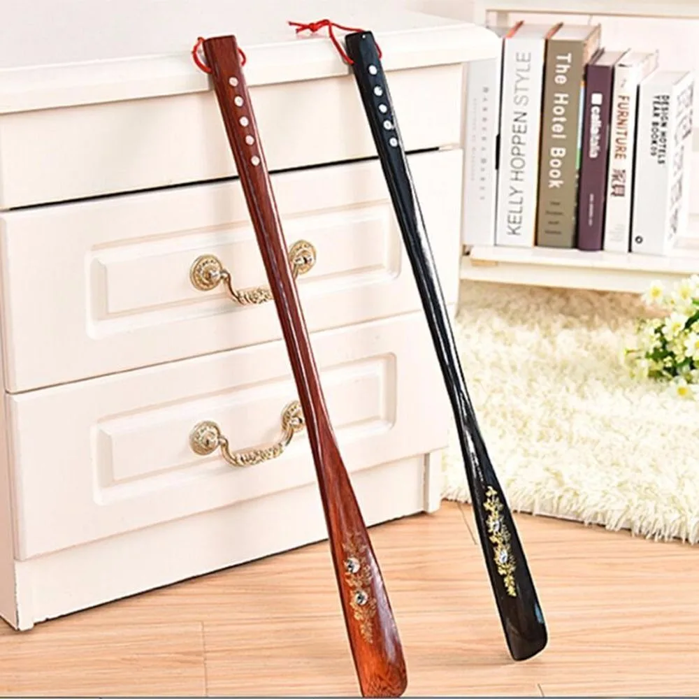 

Portable Home Shoe Horns Long Handle Wooden Lifter AID Stick Flexible Professional Wooden Spoon