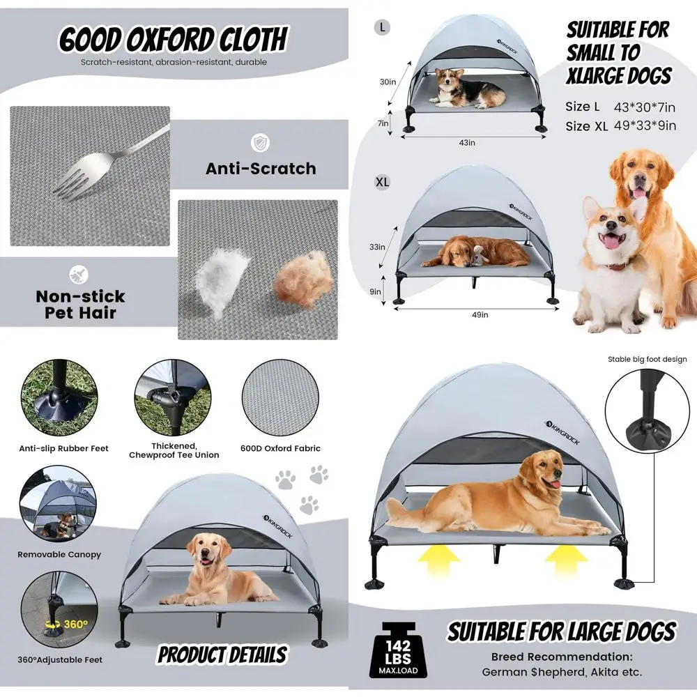 

Portable Outdoor Dog Cot with Removable Waterproof 600D Fabric for Large Dogs, Suitable for Camping, Beach, and Indoor Use