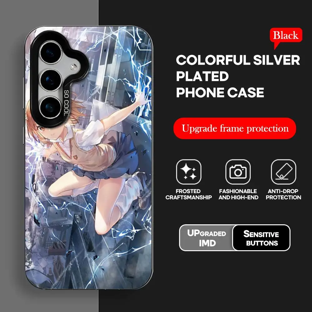 Mikoto Misaka Scientific Railgun Phone Case IMD Colorful Case Silver for Samsung Galaxy S24 S23 S22 S21S20 Plus Ultra