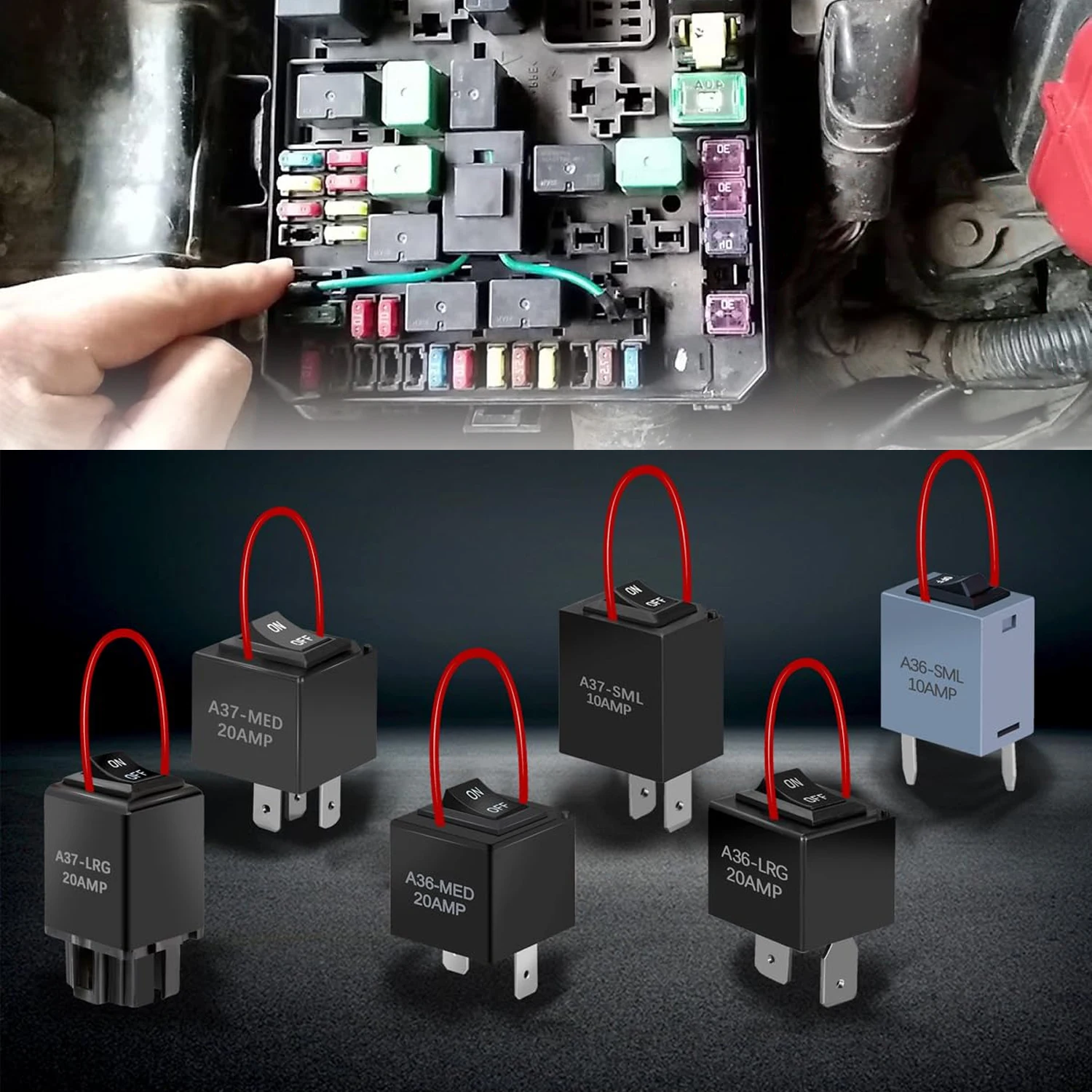 Kit de interruptor de desvio de relé 9038A 12V com laço de corrente, 6 peças, interruptor principal de desvio de relé de bomba de combustível, ferramenta de teste de diagnóstico