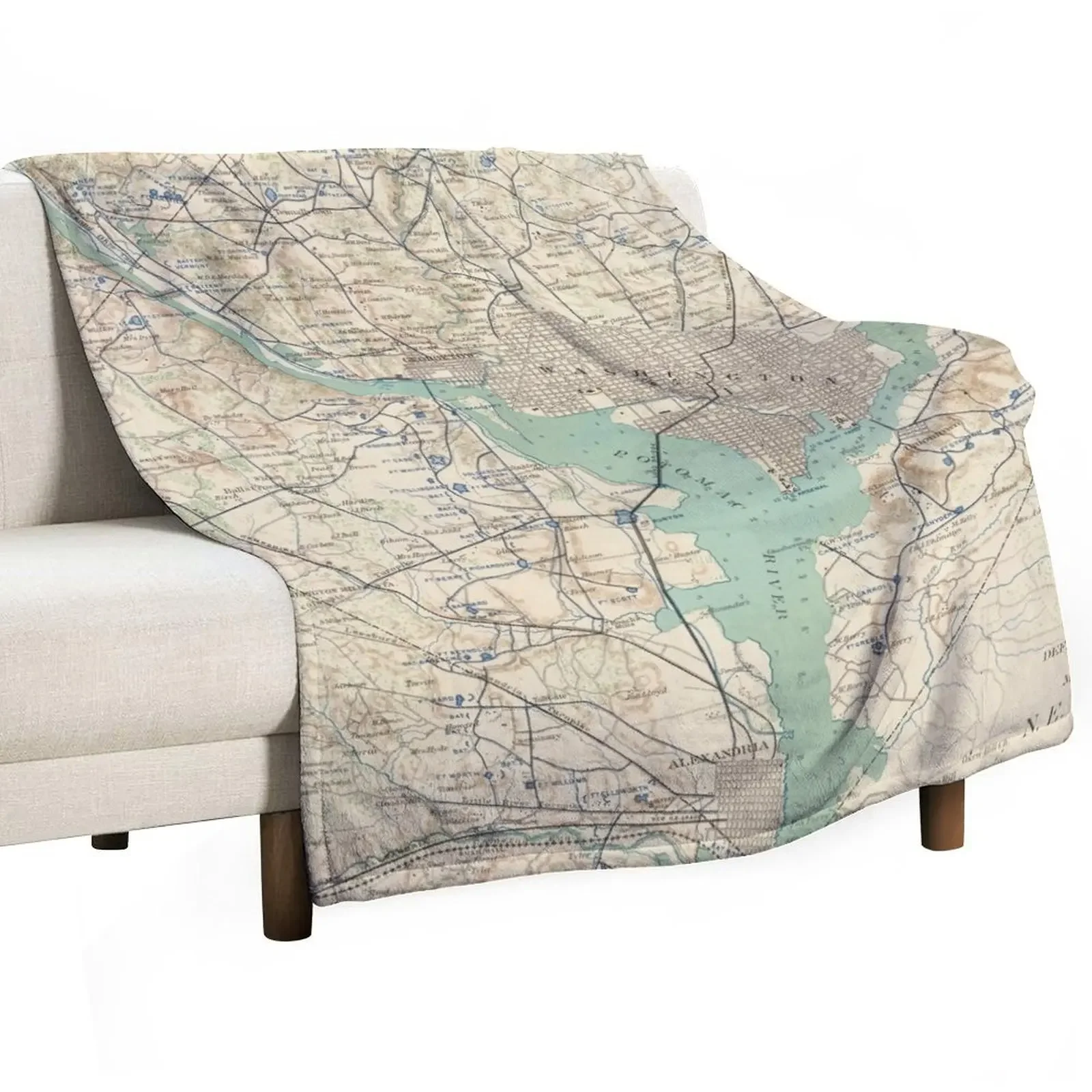 Vintage Washington DC Defenses & Forts Map (1895) Throw Blanket sofa bed heavy to sleep Personalized Gift Blankets