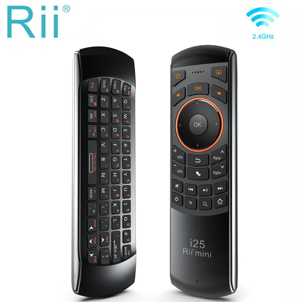 Rii Mini i25 HE/RU/US/AR/FR Bezprzewodowa klawiatura Air Mouse Pilot z programowalnym klawiszem do Smart TV Android TV Box Fire TV