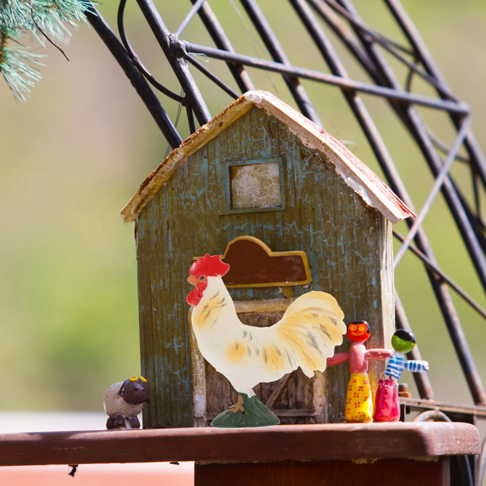 

Simulation Rooster Emulation Creative Farming Ornament Yard Poultry Lifelike Static Rooster Sculpture Home Garden Decor