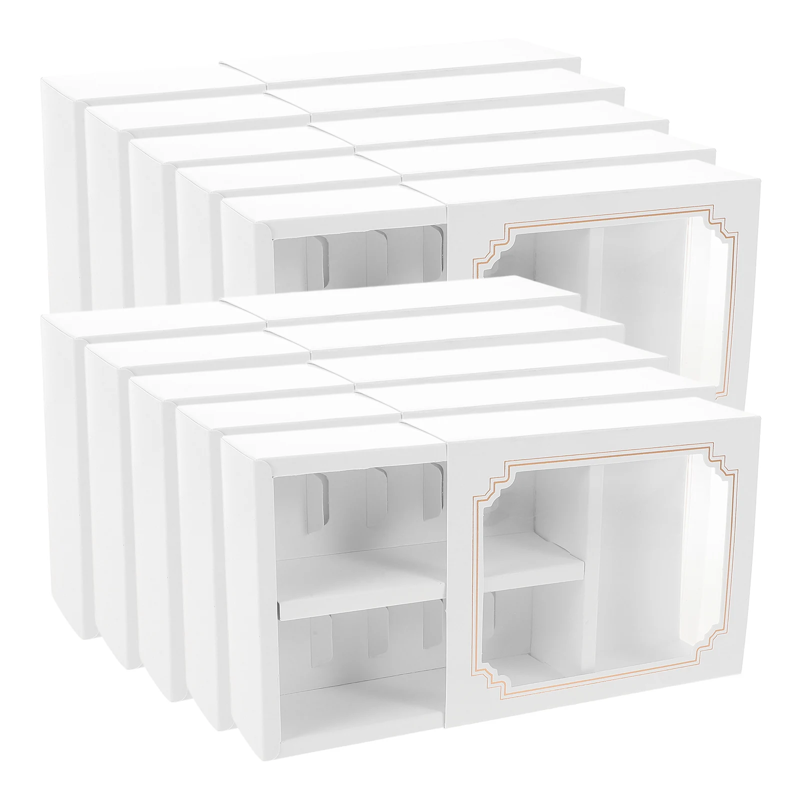 

10pcs Macaron Box Cookie Clear Window Large Size Paper Baking Supplies Truffle Container Egg Tart Boxes Cake Pop Boxes Bakery