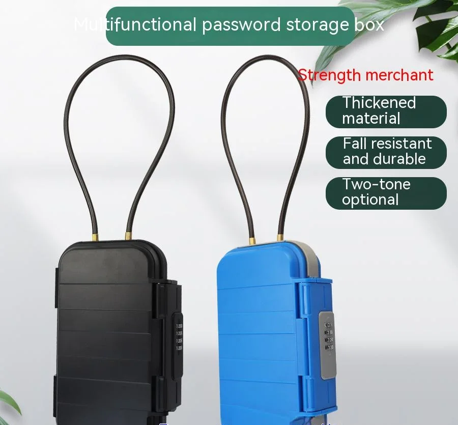 Safe Lock Box Portable Safe Case 4-Digit Combination Lock With Rope Outdoor Camp Hiking Sports Gym Security Storage Key Box