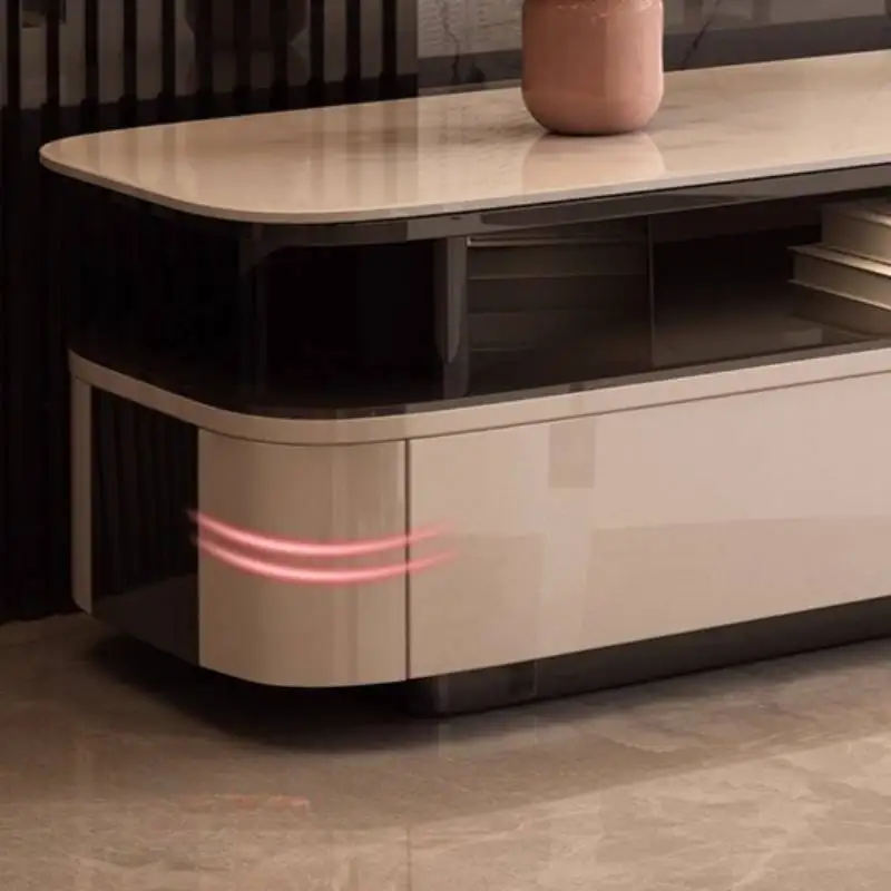 خزانة تلفزيون كلاسيكية باللون البيج بسيطة إيطالية فريدة من نوعها طويلة مصممة لتلفزيون غرفة المعيشة أرضية حديثة أثاث منزلي Mueble Para Tele