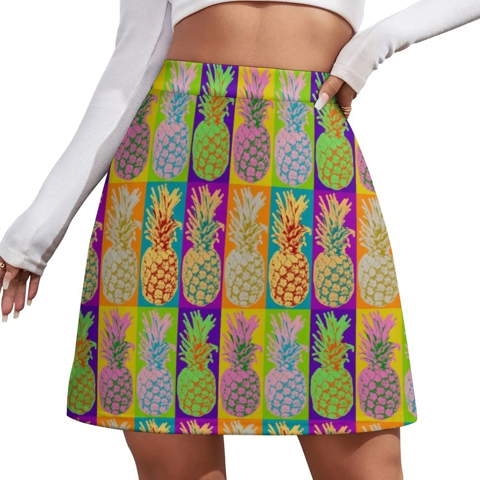 

Pineapple Pop Art Retro Design Graphic Pineapples Fruit Mini Skirt Woman clothing Mini Skirt