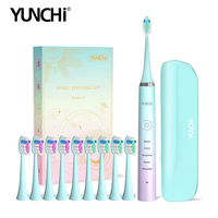 YUNCHI Y7 Electric Toothbrush Rechargeable Sonic Adult Electric Toothbrushes Dupont Replacement Brush Heads 5 Brushing Modes