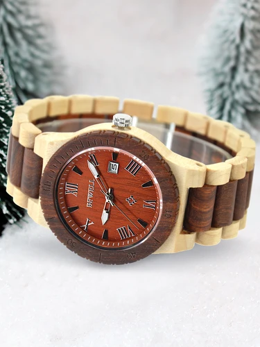Imagen 2 del producto Reloj de madera para hombre, relojes de pulsera de madera ligeros hechos a mano, reloj de madera para hombre, regalos de reloj de madera para hombres