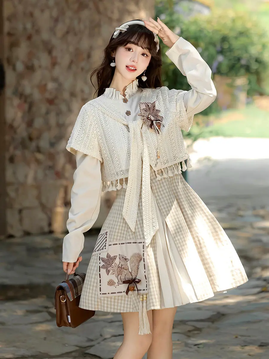 

Designer's Gift Original Autumn Fruit Hanfu Lolita Girls' Dress Chinese Style Han Elements New Chinese Top Dress Set
