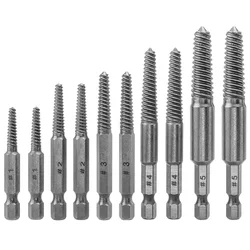 10 Pieces Damaged Screw Remover and Extractor Set 1/4 Inch Hex Shank Broken Screw Extractor Drill Bit Screws Bolts Qu