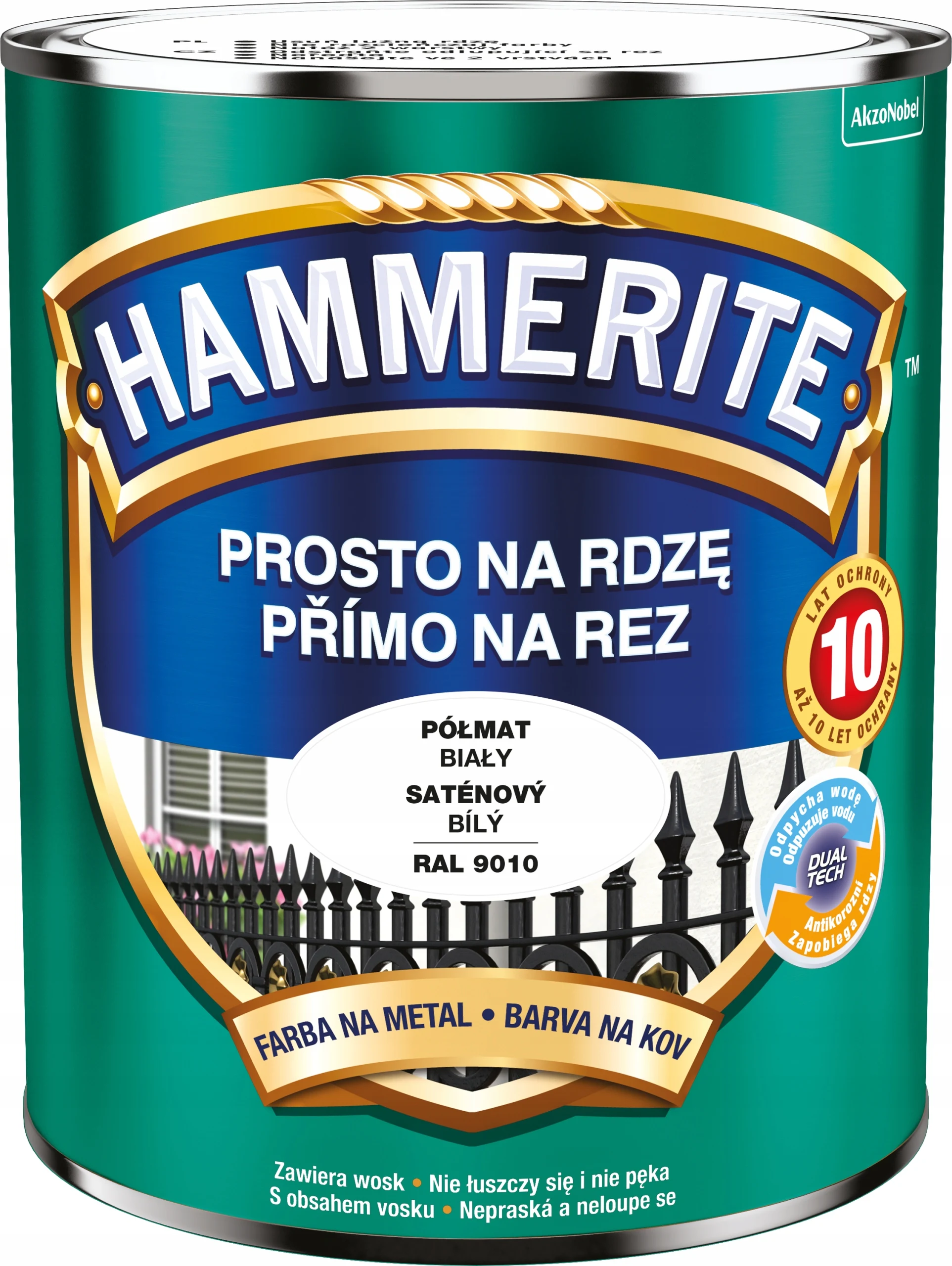 Hammerite Straight Roestverf voor Metaal Wit Semi-mat 0,7L