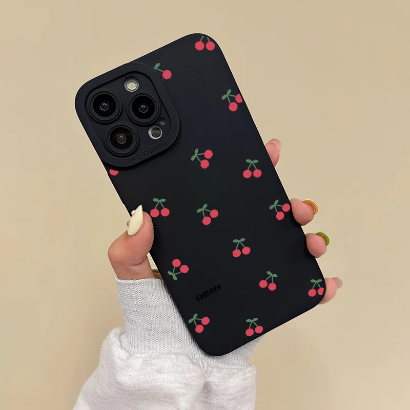 

Fashionable cartoon cherry pattern phone case suitable for iPhone 17 16 15 14 13 12 11 Pro/Max/Plus anti drop and shockproof