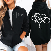 Autumn Men Women Fleece Sweatshirt Infinity Heart Heartbeat Print Hoodie Zipper Jacket Male Hoodies Sweatshirt Zip Coats Clothes
