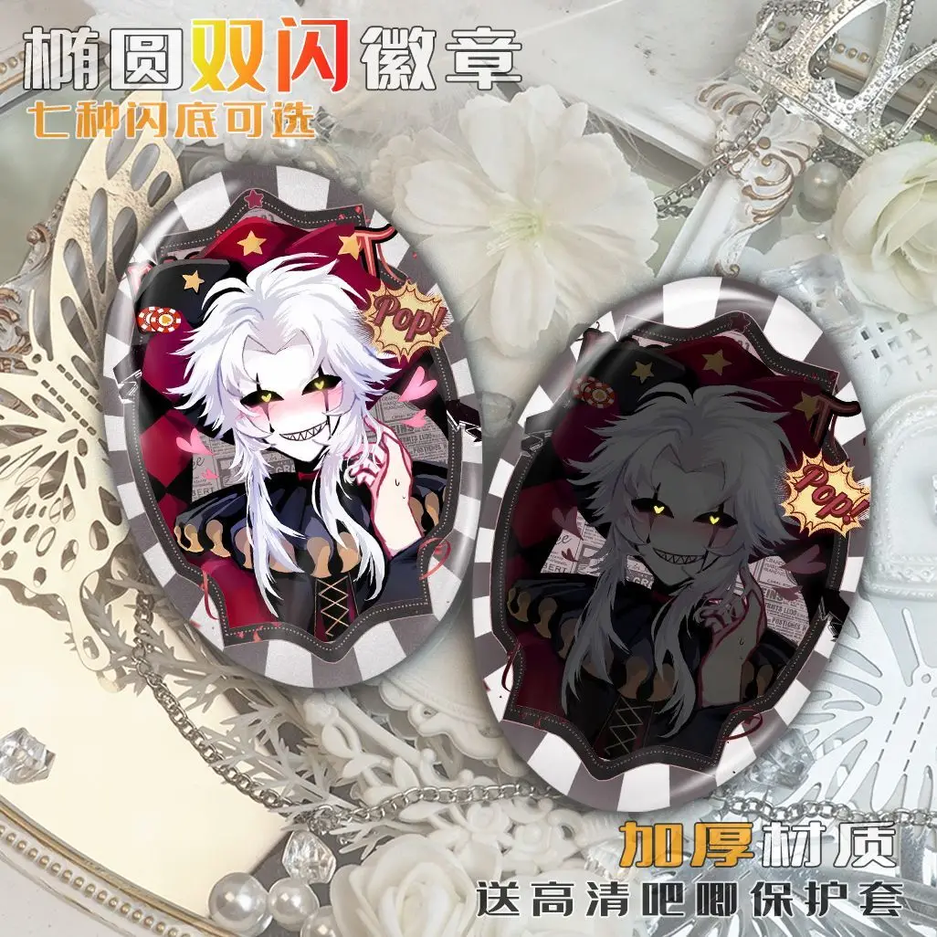 Insignia de Anime The Freak Circus Pierrot, broche de elipse de hojalata, insignias de figuras de dibujos animados, mochila, ropa, Pin de solapa, accesorios