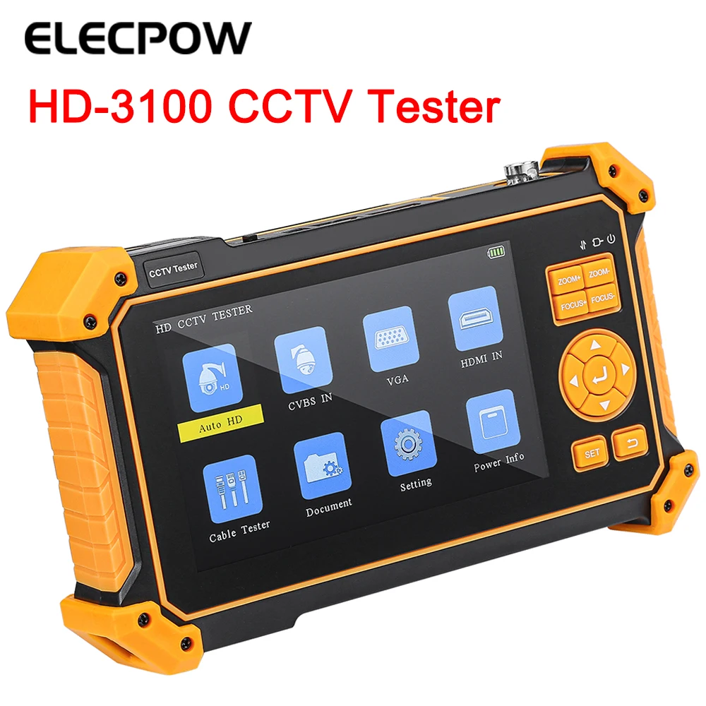 

Elecpow 3100C CCTV Tester HD Coaxial 4K 8MP ADH TVI CVI CVBS Camera Tester with Cable Tracer 5 inch TFT-LCD Screen Monitor