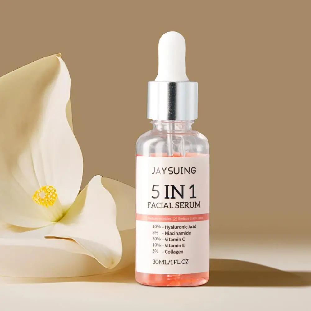 1/2/3 pçs 30ml 5 em 1 soro facial hidratante vitamina c ácido hialurônico soro facial encolher poros cuidados com a pele jaysuing