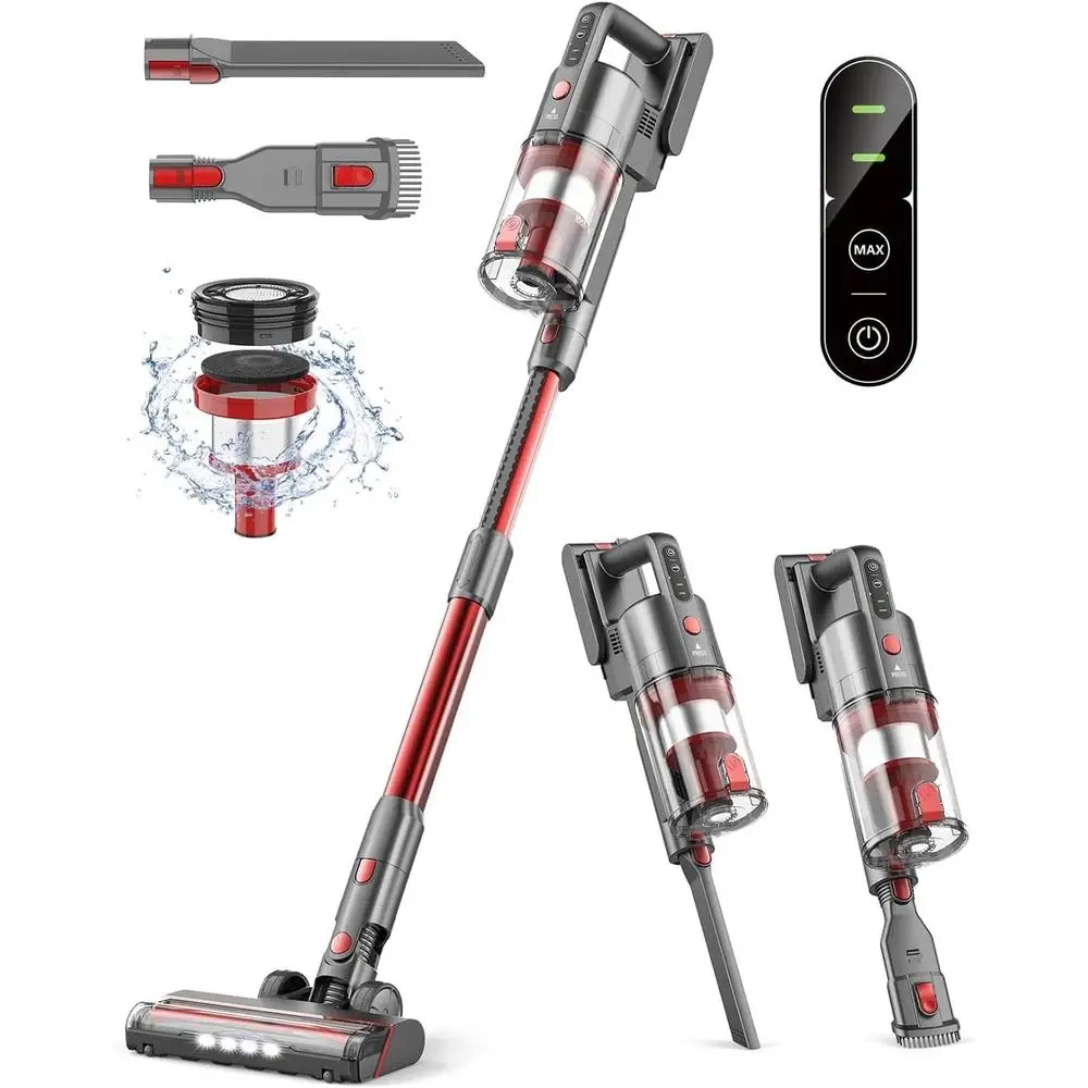 Cordless Stick Vacuum Cleaner 7 in 1 Powerful Suction 85000RPM Motor Lightweight 5 Stage Filtration V-Shaped Brush Self-Standing